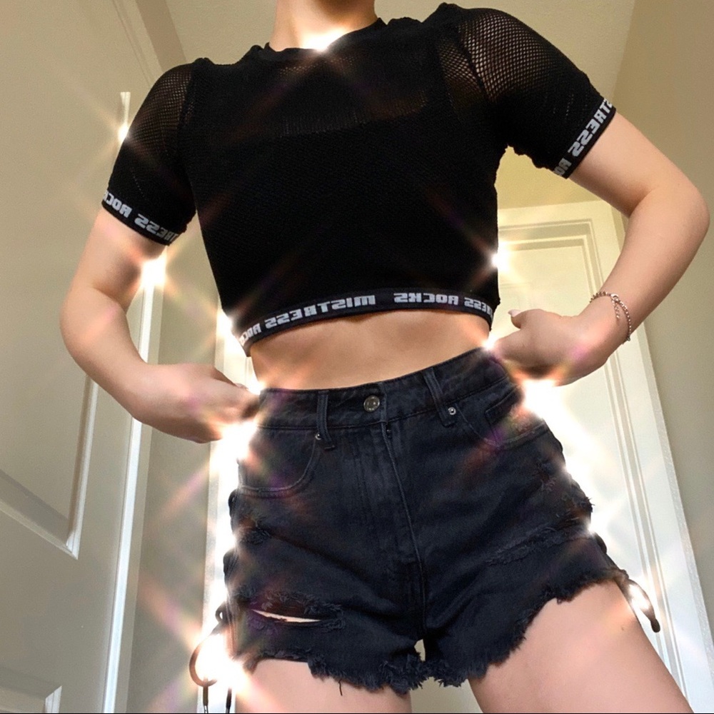 MISTRESS ROCKS MESH CROP TOP XS/S - Picture 2 of 2